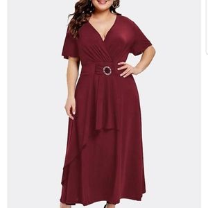 Esprlia V neck Ruffle Hem Dress